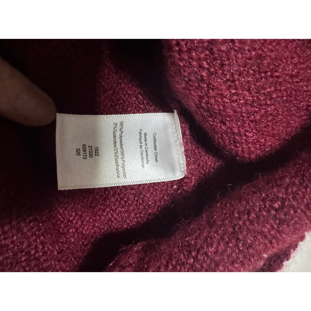 Coldwater Creek Burgundy Mock Neck Fuzzy Knit Sweater PXL Womens Wine Pullover - Picture 2 of 7